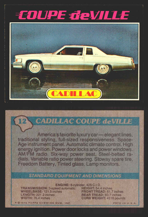 1976 Autos of 1977 Vintage Trading Cards You Pick Singles #1-99 Topps 12   Cadillac Coupe deVille  - TvMovieCards.com