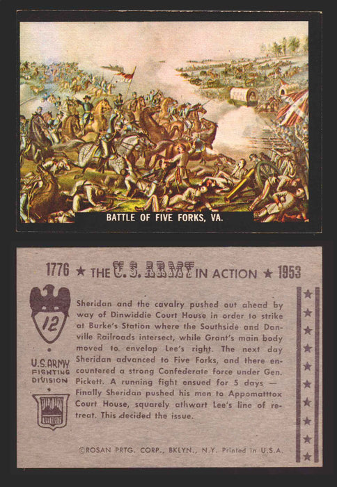 1961 The U.S. Army in Action 1776-1953 Trading Cards You Pick Singles #1-64 12   Battle of Five Forks Va.  - TvMovieCards.com