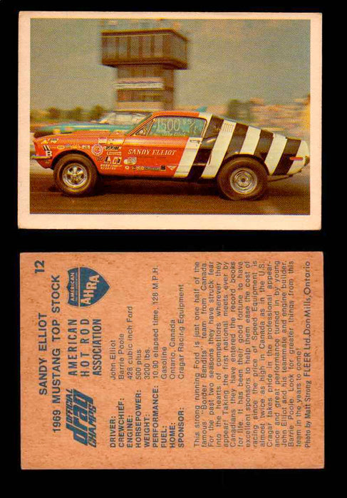 AHRA Official Drag Champs 1971 Fleer Canada Trading Cards You Pick Singles #1-63 12   Sandy Elliott                                    1969 Mustang Top Stock  - TvMovieCards.com