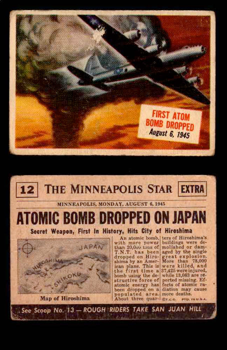 1954 Scoop Newspaper Series 1 Topps Vintage Trading Cards You Pick Singles #1-78 12   First Atom Bomb Dropped  - TvMovieCards.com