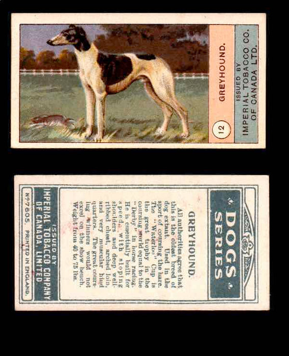 1924 Dogs Series Imperial Tobacco Vintage Trading Cards U Pick Singles #1-24 #12 Greyhound  - TvMovieCards.com