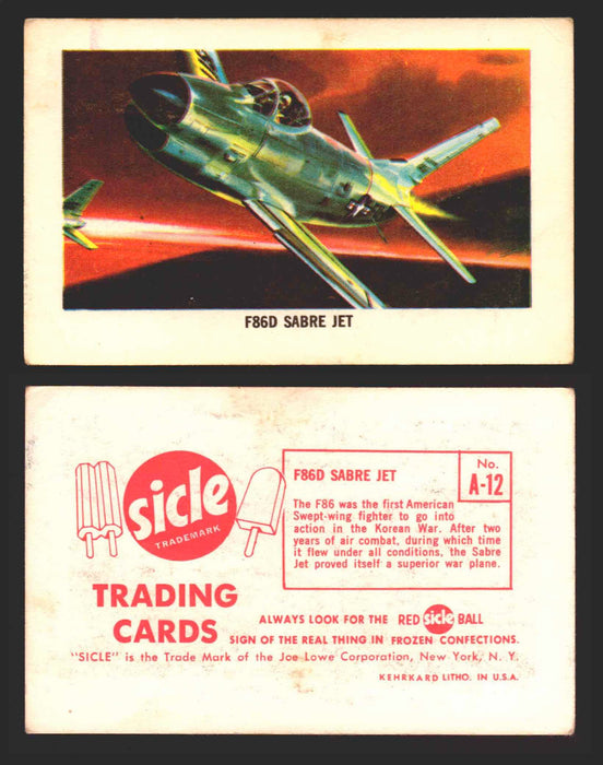 1959 Sicle Airplanes Joe Lowe Corp Vintage Trading Card You Pick Singles #1-#76 A-12	F86D Sabre Jet  - TvMovieCards.com