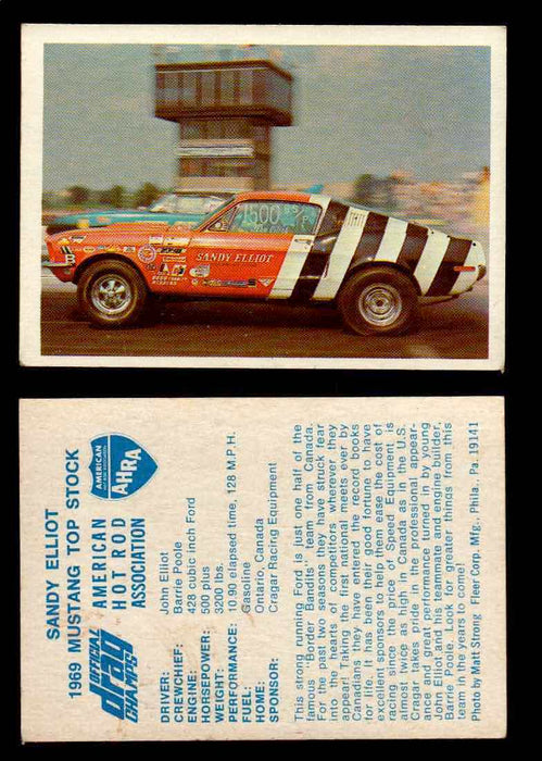 AHRA Official Drag Champs 1971 Fleer Vintage Trading Cards You Pick Singles 12   Sandy Elliott                                    1969 Mustang Top Stock  - TvMovieCards.com