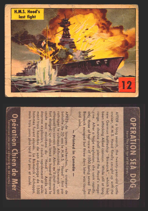 1954 Parkhurst Operation Sea Dogs You Pick Single Trading Cards #1-50 V339-9 12 H.M.S. Hood’s Last Fight  - TvMovieCards.com