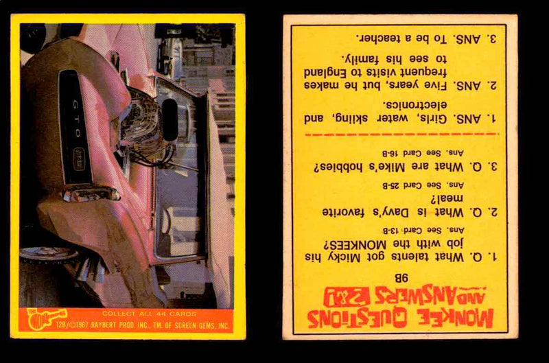 The Monkees Series B TV Show 1967 Vintage Trading Cards You Pick Singles #1B-44B #12  - TvMovieCards.com