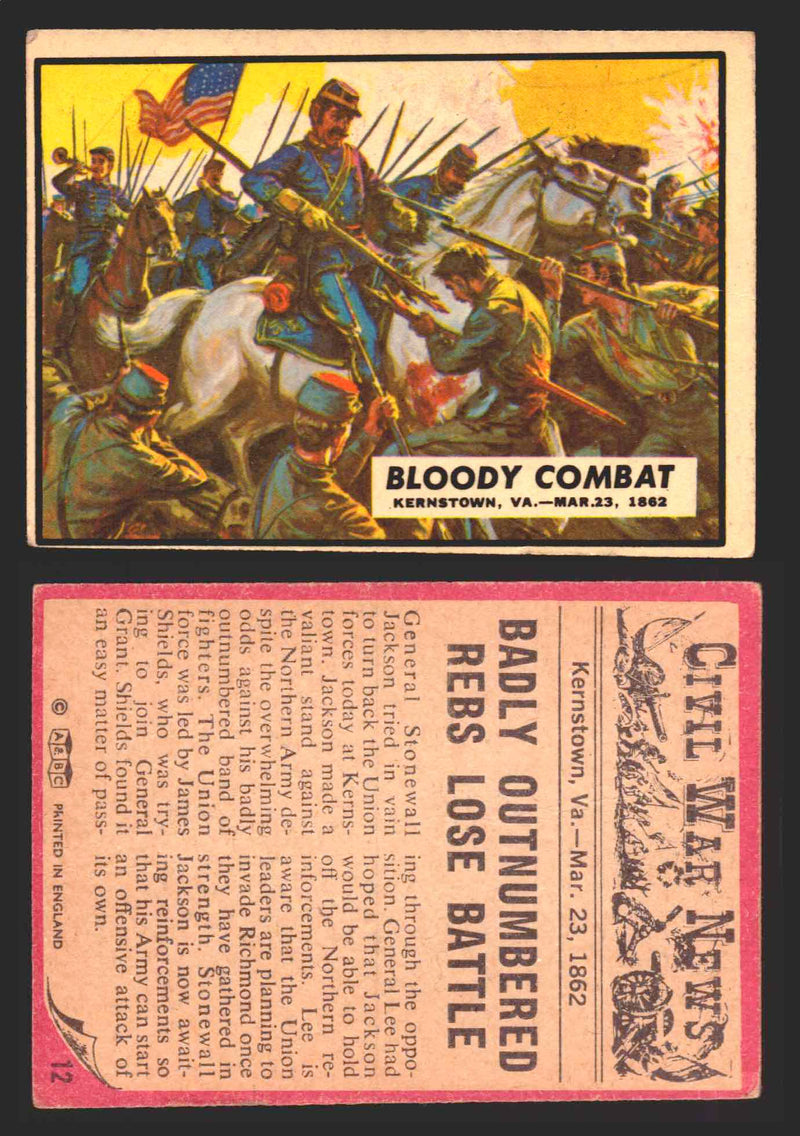 Civil War News Vintage Trading Cards A&BC Gum You Pick Singles #1-88 1965 12   Bloody Combat  - TvMovieCards.com