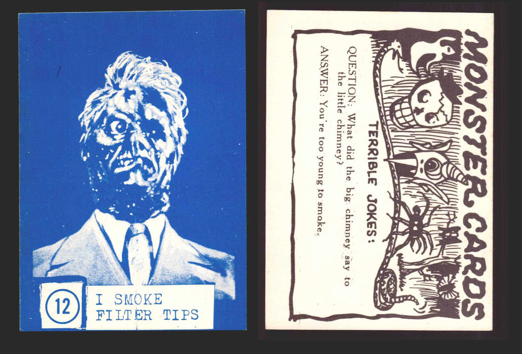1965 Blue Monster Cards Vintage Trading Cards You Pick Singles #1-84 Rosen 12   I Smoke Filter Tips  - TvMovieCards.com