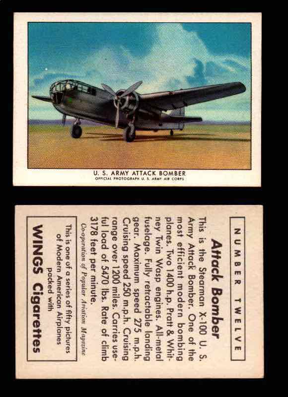 1940 Modern American Airplanes Series 1 Vintage Trading Cards Pick Singles #1-50 12 U.S. Army Attack Bomber (Stearman X-100)  - TvMovieCards.com