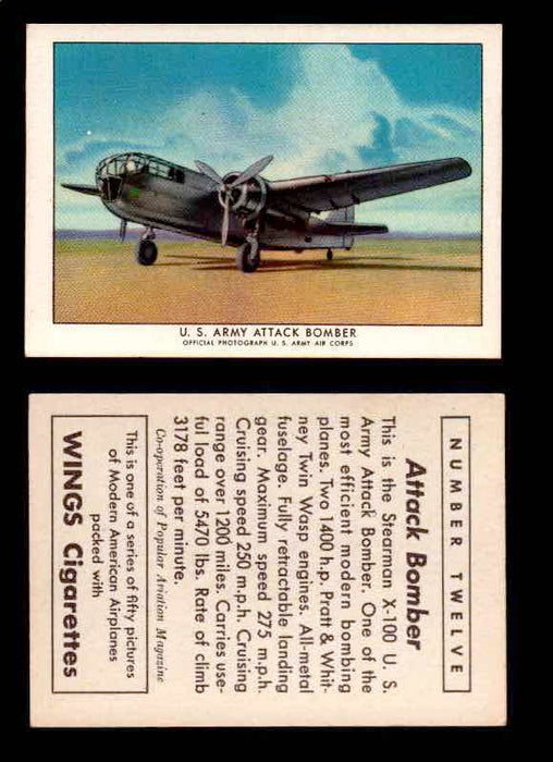 1940 Modern American Airplanes Series 1 Vintage Trading Cards Pick Singles #1-50 12 U.S. Army Attack Bomber (Stearman X-100)  - TvMovieCards.com