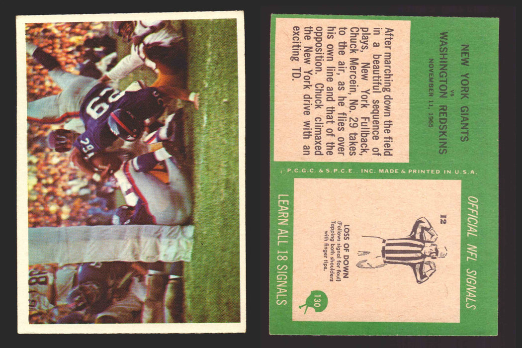 1966 Philadelphia Football NFL Trading Card You Pick Singles #100-196 VG/EX 130 Giants Play: Chuck Meein  - TvMovieCards.com
