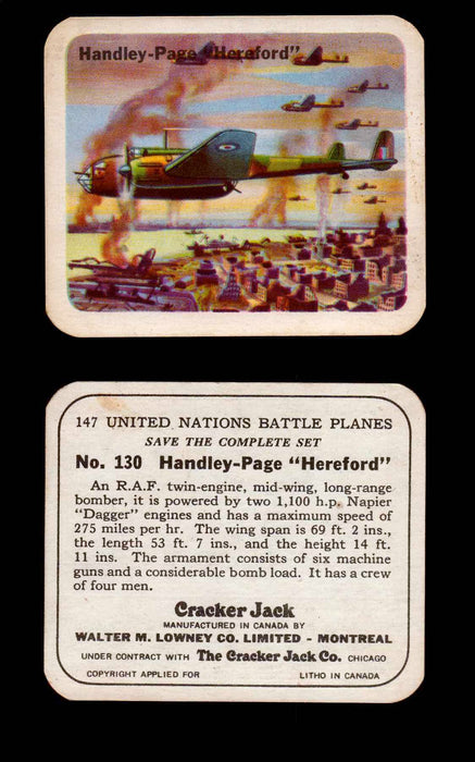Cracker Jack United Nations Battle Planes Vintage You Pick Single Cards #71-147 #130  - TvMovieCards.com