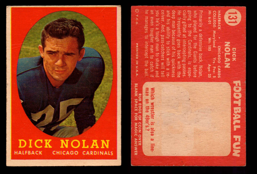 1958 Topps Football Trading Card You Pick Singles #1-#132 VG/EX #	131	Dick Nolan  - TvMovieCards.com