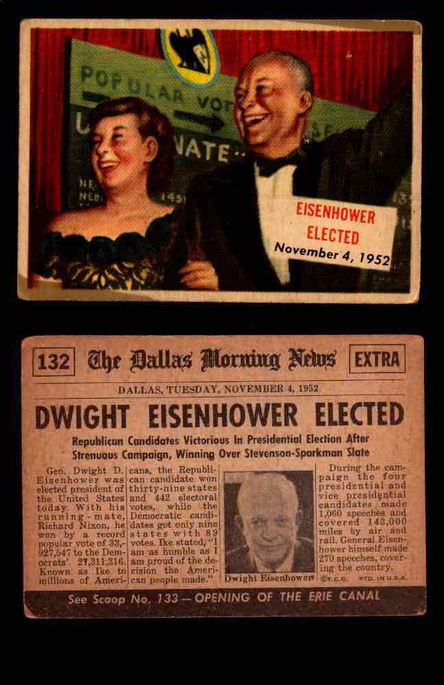 1954 Scoop Newspaper Series 2 Topps Vintage Trading Cards U Pick Singles #78-156 132   Eisenhower Elected  - TvMovieCards.com