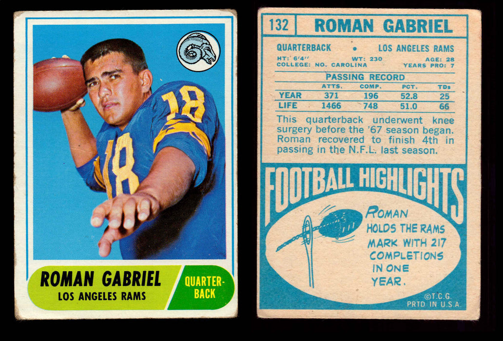 1968 Topps Football Trading Card You Pick Singles #1-#219 G/VG/EX #	132	Ron Gabriel  - TvMovieCards.com