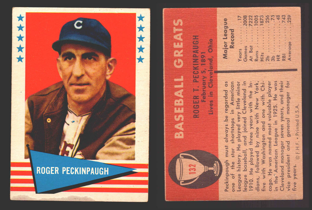 1961 Fleer Baseball Greats Trading Card You Pick Singles #1-#154 VG/EX 132 Roger Peckinpaugh  - TvMovieCards.com