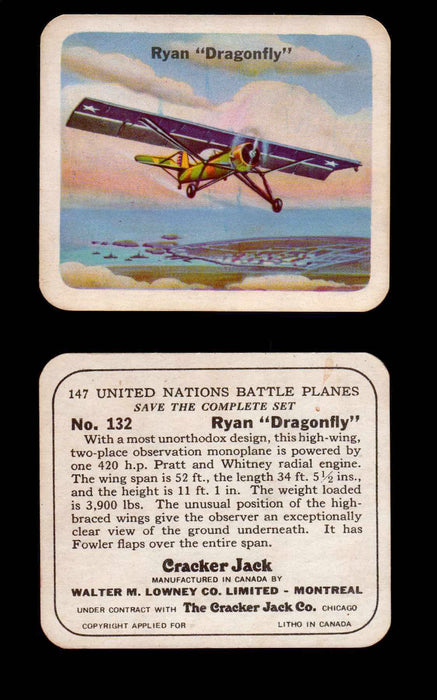 Cracker Jack United Nations Battle Planes Vintage You Pick Single Cards #71-147 #132  - TvMovieCards.com