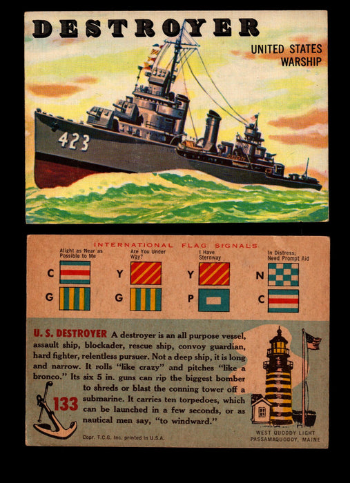 Rails And Sails 1955 Topps Vintage Card You Pick Singles #1-190 #133 U.S. Destroyer  - TvMovieCards.com