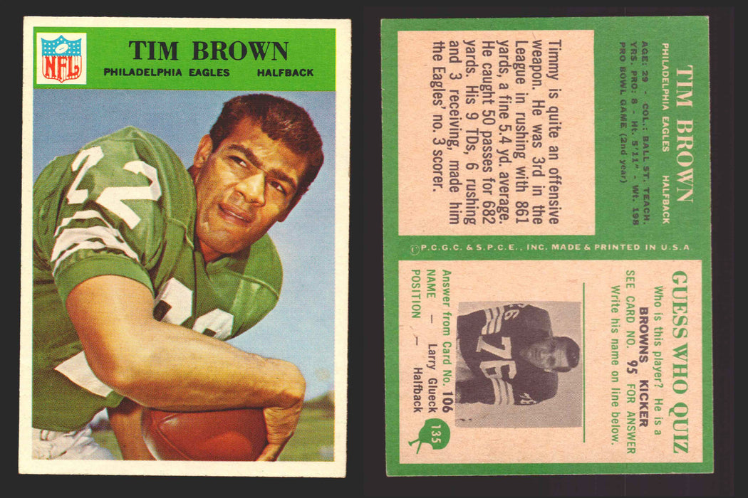 1966 Philadelphia Football NFL Trading Card You Pick Singles #100-196 VG/EX 135 Timmy Brown - Philadelphia Eagles  - TvMovieCards.com