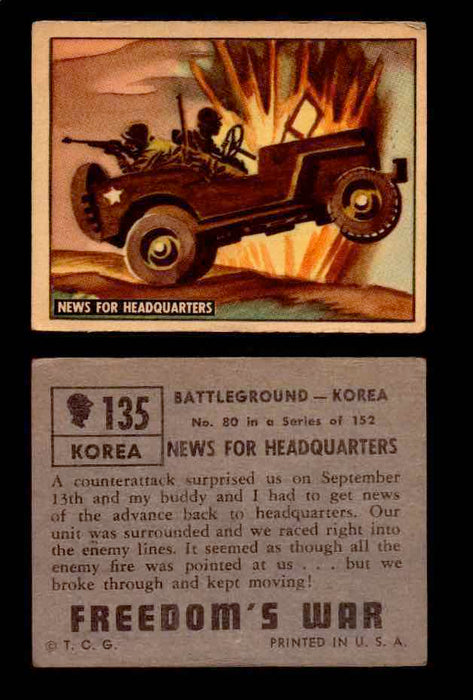 1950 Freedom's War Korea Topps Vintage Trading Cards You Pick Singles #101-203 #135  - TvMovieCards.com
