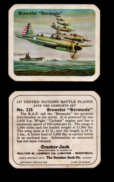 Cracker Jack United Nations Battle Planes Vintage You Pick Single Cards #71-147 #135  - TvMovieCards.com