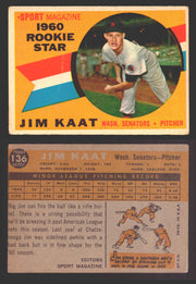 1960 Topps Baseball Trading Card You Pick Singles #1-#250 VG/EX 136 - Jim Kaat RS RC RC  - TvMovieCards.com