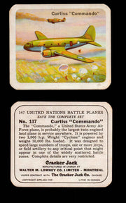 Cracker Jack United Nations Battle Planes Vintage You Pick Single Cards #71-147 #137  - TvMovieCards.com