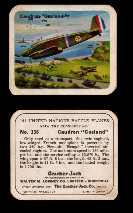 Cracker Jack United Nations Battle Planes Vintage You Pick Single Cards #71-147 #138  - TvMovieCards.com