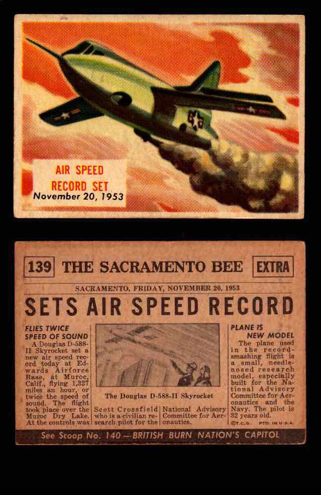 1954 Scoop Newspaper Series 2 Topps Vintage Trading Cards U Pick Singles #78-156 139   Air Speed Record Set  - TvMovieCards.com