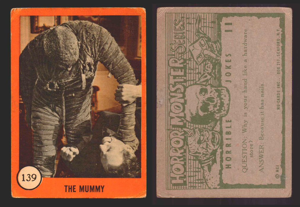 1961 Horror Monsters Series 2 Orange Trading Card You Pick Singles 67-146 NuCard 139   The Mummy  - TvMovieCards.com