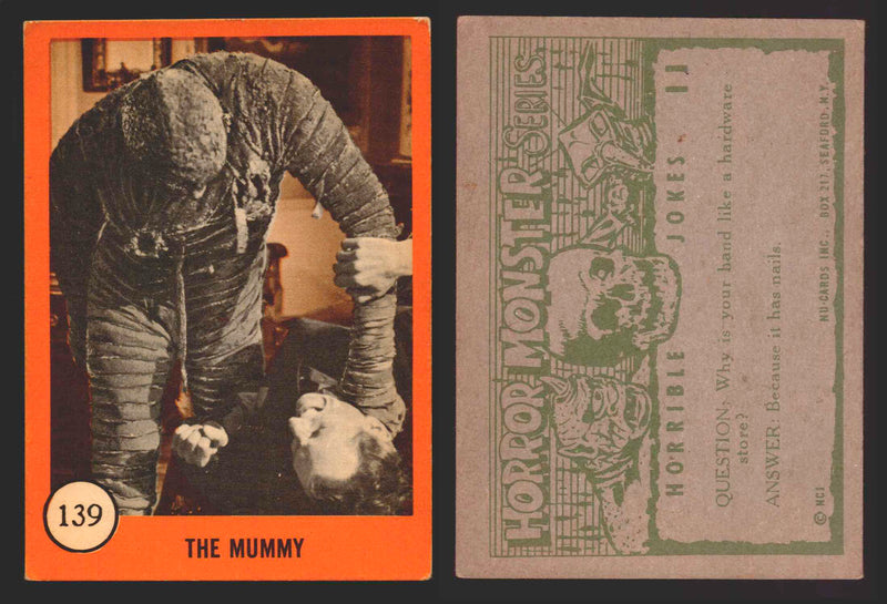 1961 Horror Monsters Series 2 Orange You Pick Trading Card Singles 67-146 NuCard #	139   The Mummy  - TvMovieCards.com