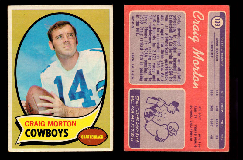 1970 Topps Football Trading Card You Pick Singles #1-#263 G/VG/EX #	139	Craig Morton  - TvMovieCards.com