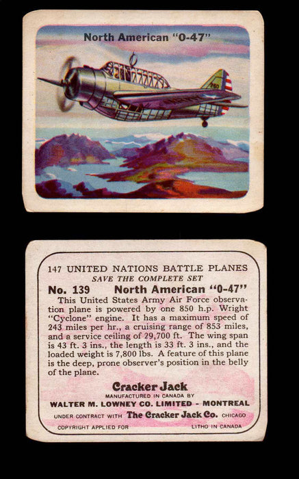 Cracker Jack United Nations Battle Planes Vintage You Pick Single Cards #71-147 #139  - TvMovieCards.com