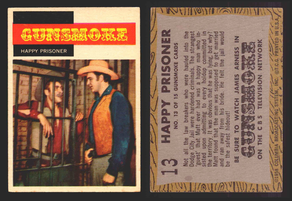 1958 TV Westerns Topps Vintage Trading Cards You Pick Singles #1-71 13   Happy Prisoner  - TvMovieCards.com