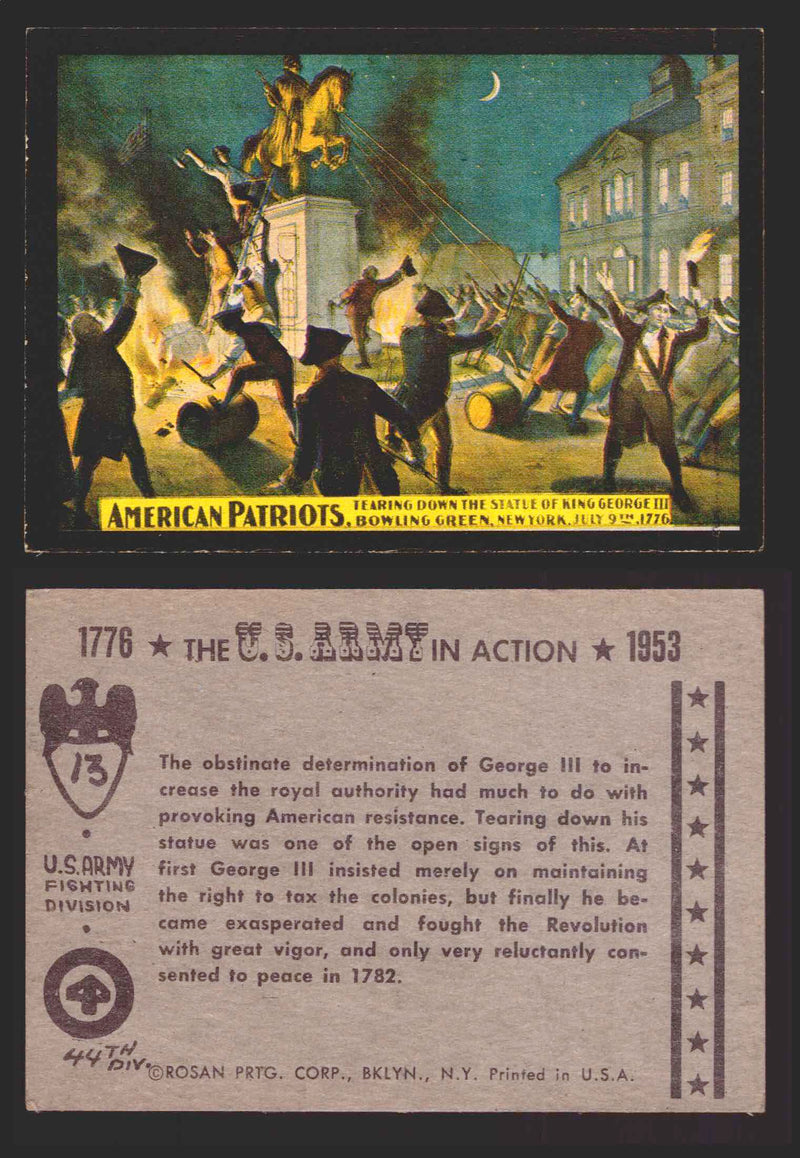 1961 The U.S. Army in Action 1776-1953 Trading Cards You Pick Singles #1-64 13   American Patriots  - TvMovieCards.com