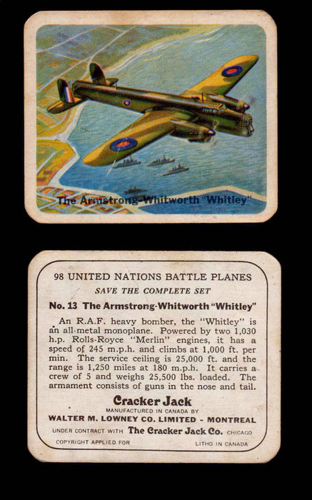 Cracker Jack United Nations Battle Planes Vintage You Pick Single Cards #1-70 #13  - TvMovieCards.com