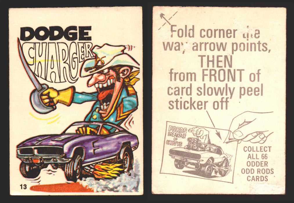 1970 Odder Odd Rods Donruss Vintage Trading Cards #1-66 You Pick Singles 13   Dodge Charger  - TvMovieCards.com