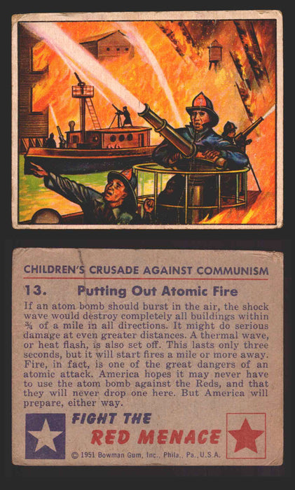 1951 Red Menace Vintage Trading Cards #1-48 You Pick Singles Bowman Gum 13   Putting Out Atomic Fire  - TvMovieCards.com