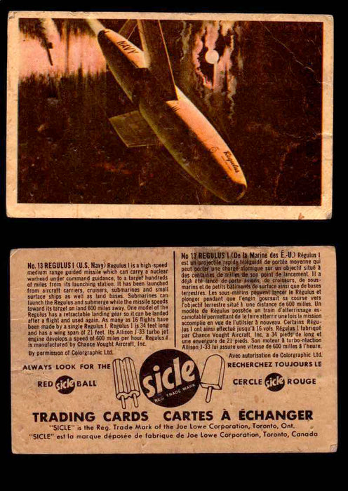 1959 Sicle Aircraft & Missile Canadian Vintage Trading Card U Pick Singles #1-25 #13 Regulus I  - TvMovieCards.com