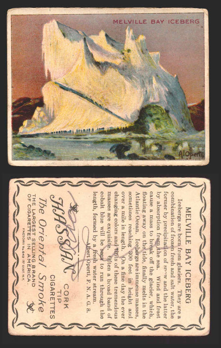 1910 T30 Hassan Tobacco Cigarettes Artic Scenes Vintage Trading Cards Singles #13 Melville Bay Iceberg  - TvMovieCards.com