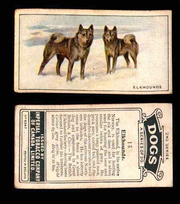 1925 Dogs 2nd Series Imperial Tobacco Vintage Trading Cards U Pick Singles #1-50 #13 Elkhounds  - TvMovieCards.com