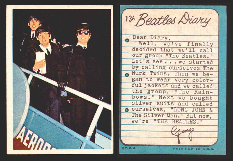 Beatles Diary Topps 1964 Vintage Trading Cards You Pick Singles #1A-#60A #	13	A  - TvMovieCards.com