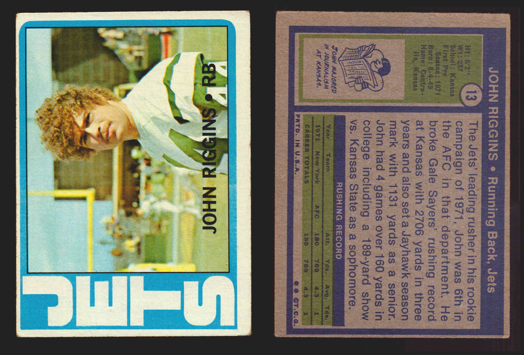 1972 Topps Football Trading Card You Pick Singles #1-#351 G/VG/EX #	13	John Riggins (R) (HOF)  - TvMovieCards.com