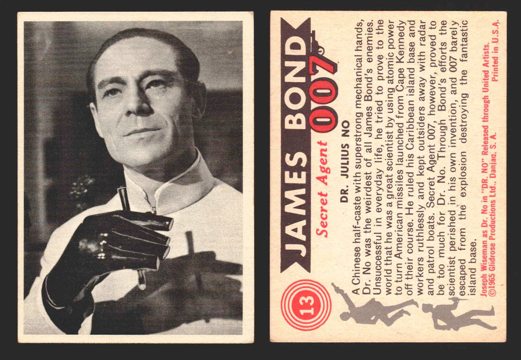 1965 James Bond 007 Glidrose Vintage Trading Cards You Pick Singles #1-66 13   Dr. Julius No  - TvMovieCards.com