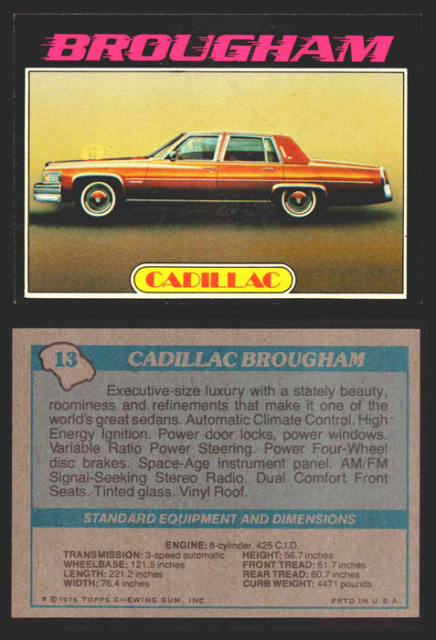1976 Autos of 1977 Vintage Trading Cards You Pick Singles #1-99 Topps 13   Cadillac Brougham  - TvMovieCards.com