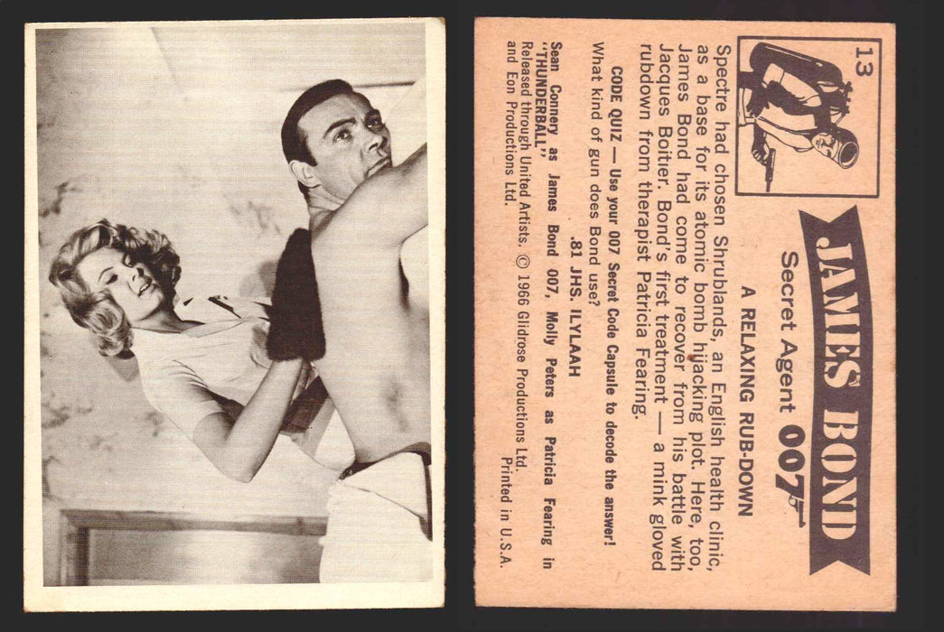 1966 James Bond 007 Thunderball Vintage Trading Cards You Pick Singles #1-66 13   A Relaxing Rubdown  - TvMovieCards.com