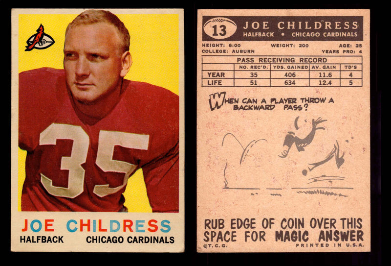 1959 Topps Football Trading Card You Pick Singles #1-#176 VG/EX #	13	Joe Childress  - TvMovieCards.com