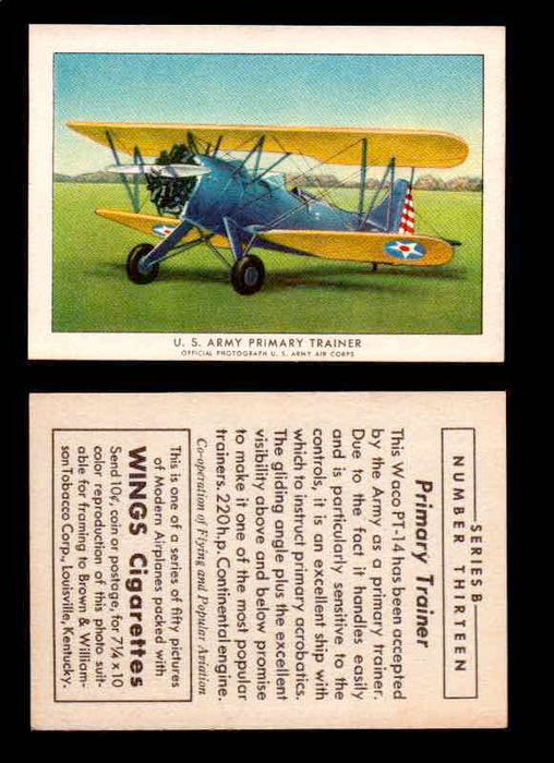 1941 Modern American Airplanes Series B Vintage Trading Cards Pick Singles #1-50 13	 	U.S. Army Primary Trainer  - TvMovieCards.com
