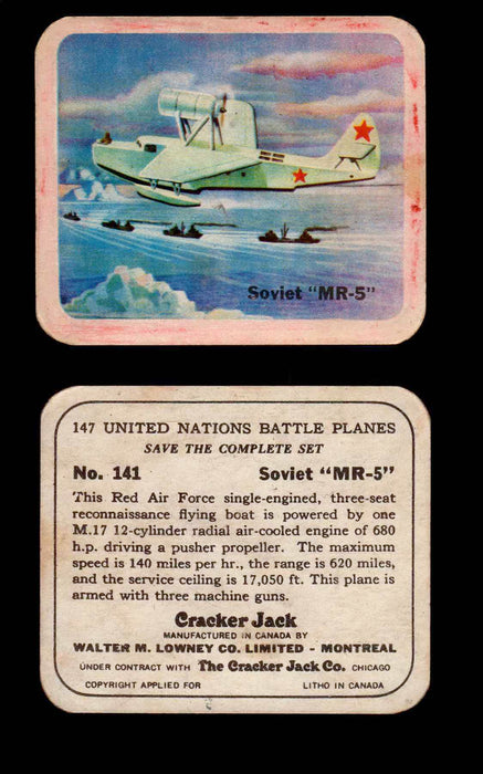 Cracker Jack United Nations Battle Planes Vintage You Pick Single Cards #71-147 #141  - TvMovieCards.com