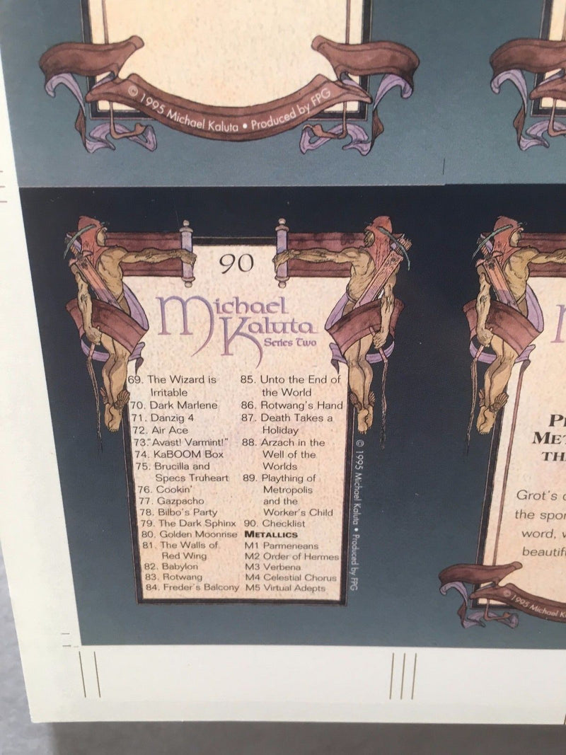 Michael Kaluta Two Fantasy Art Trading Cards UNCUT 90 CARD SHEET Poster Size   - TvMovieCards.com