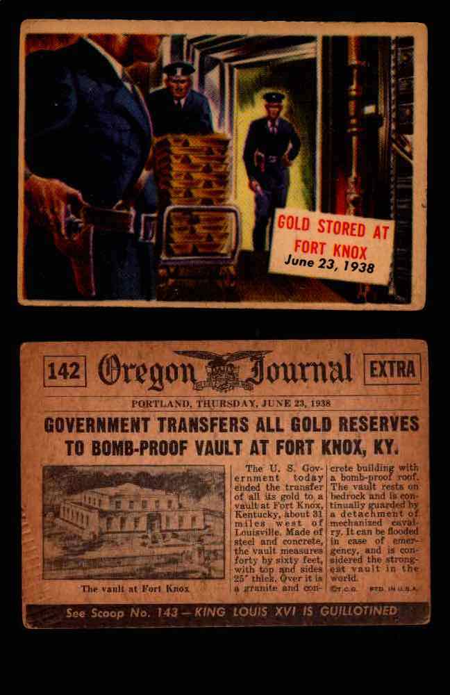 1954 Scoop Newspaper Series 2 Topps Vintage Trading Cards U Pick Singles #78-156 142   Gold Stored at Fort Knox  - TvMovieCards.com